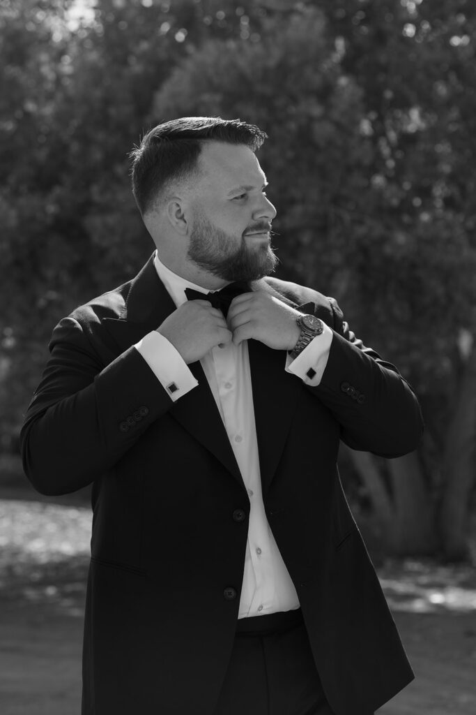 groom waiting for bride at The Lambs Fellowship in Lake Elsinore